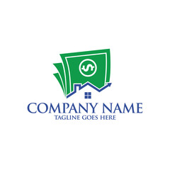 Creative template logo home and money shape. Perfect for buying, finance, investment, accounting, and business themes.