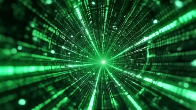 inside matrix green futuristic hacking digital binary code matrix 01 background. seamless looping overlay 4k virtual video animation background