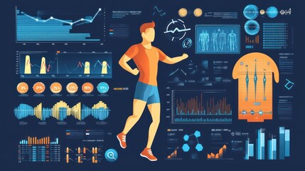 Runner's biometrics displayed on futuristic interface.