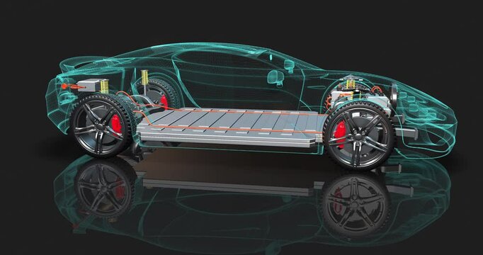 Advanced Start-Stop Systems. Innovations in electric car engine technology. Technology related 4K 3D Animation.