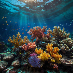 Fototapeta premium coral reef and fish