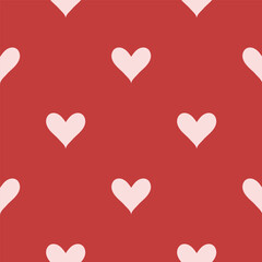 Simple heart seamless pattern. Wrapping, packaging in flat style. Red and pink. Suitable for gift wrap or greeting card for Valentines day.