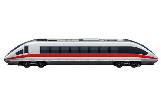 Side view of a fast passenger express train with transparent background