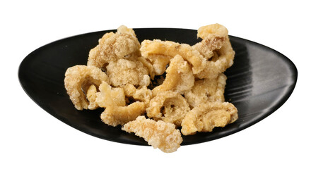 Fried pork rind isolated on white background