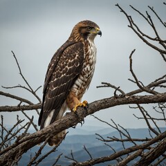 A hawk surveying the landscape from a high perch.