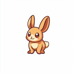 Fototapeta premium Cute cartoon bunny rabbit illustration, orange fur, big eyes, sitting.