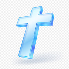 Obraz premium Glass cross icon on transparent background. Vector illustration.