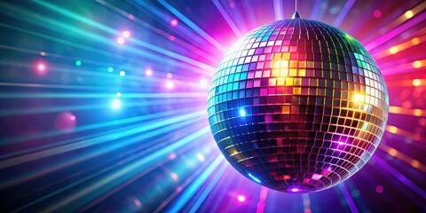 Neon disco ball spinning at a vibrant party, neon, disco ball, spinning, party, lights, nightlife, club, dance