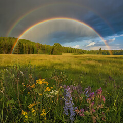 rainbow over the field