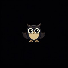 Cute cartoon owl on black background.