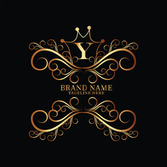 Web creative  initial  latter y logo design with modern business vector template.  creative isolated y monogram logo design with new latter logo golden color and black background . design of elements 