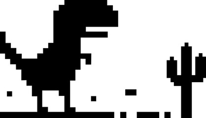 No internet connection pixel dinosaur offline art bad connection flat vector illustration computer digital web concept network technology. No signal stop symbol isolated on transparent background. © Mr 360 graphic