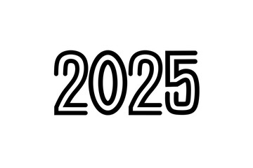 Vector illustration of the year 2025 with thick black lines on a clean white background. Ideal for future planning themes, new beginnings, and annual celebrations.