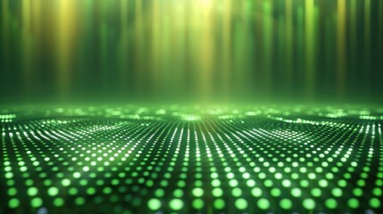 Green background with a network grid and dots, a technology concept, vector illustration, detailed, 3D render, gradient green background.