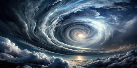 Powerful cyclone on Earth with dark clouds and strong winds, cyclone, storm, tornado