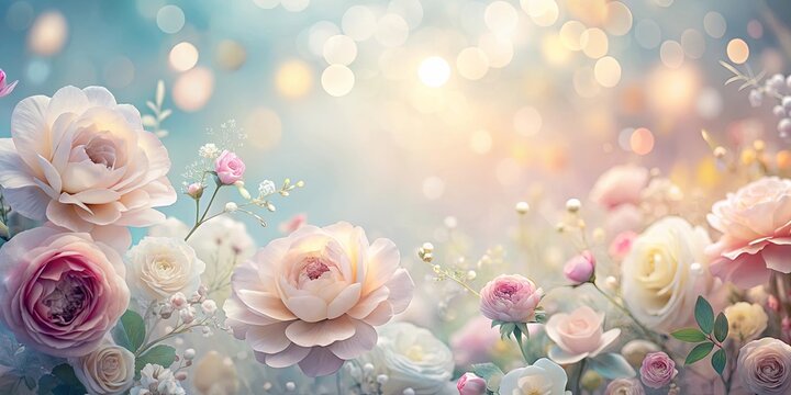 Soft Pastel Roses in a Dreamy Garden Setting