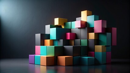Abstract Colorful Cube Structure in a Dark Setting