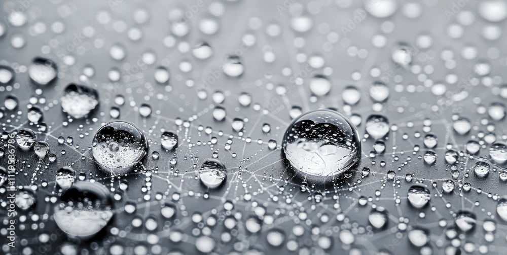 Aufkleber close-up of raindrops on a spiderweb, creating a beautiful natural pattern.