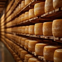 Fototapeta premium parmigiano cheese aging room italian cheese 