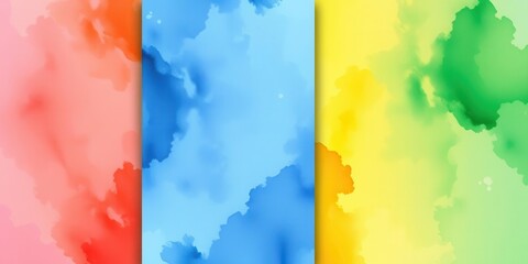 A bundle of colorful watercolor backgrounds perfect for business card or flyer design, set, colorful