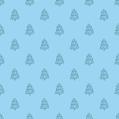 Seamless pattern with geometric minimal scandinavian Christmas tree doodle for decorative print, wrapping paper, greeting cards and fabric