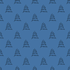 Obraz premium Seamless pattern with geometric minimal scandinavian Christmas tree doodle for decorative print, wrapping paper, greeting cards and fabric