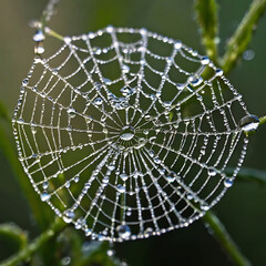 Obraz premium spider web with dew drops