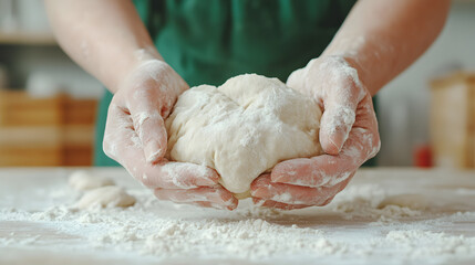 Close up cooking of handmade dough kitchen food preparation home environment artisan craft concept