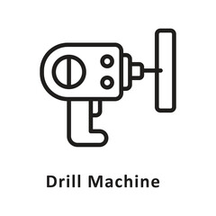 Drill machine Vector Outline Icon. Eps 10 File 