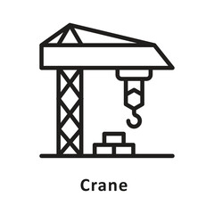 Crane Vector Outline Icon. Eps 10 File 