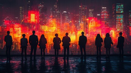 Obraz premium Business Executives Analyzing Digital Market Trends and Economic Shifts