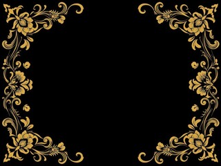 Luxurious gold and black VIP invitation and coupon background with elegant floral designs and intricate patterns, intricate, floral