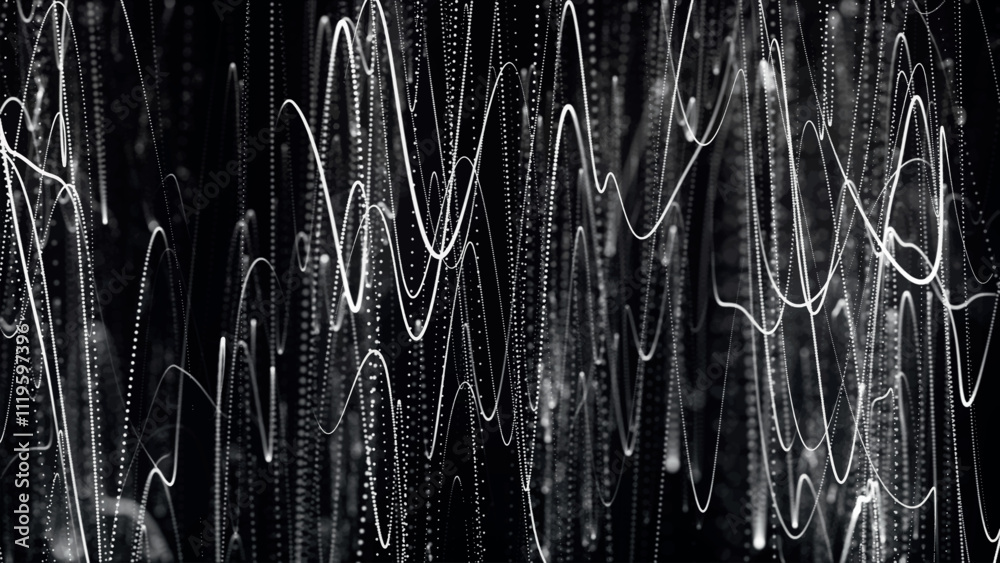 Poster dynamic wave of glowing dots. abstract colorful background with bright glowing lines and particles. 