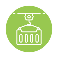 Cargo Container Vector Gylph circle Outline Icon. Eps 10 File 
