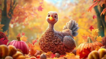 Thanksgiving illustration thème, turkey, good vibes, automn