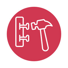 Cobler Hammer Vector Gylph circle Outline Icon. Eps 10 File 
