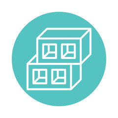 Brick Vector Gylph circle Outline Icon. Eps 10 File 