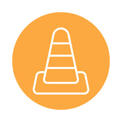 Construction Cone Vector Gylph circle Outline Icon. Eps 10 File 