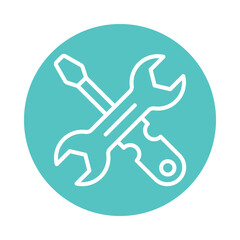 Repair Tool  Vector Gylph circle Outline Icon. Eps 10 File 