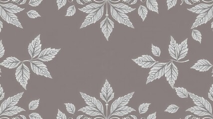 Obraz premium Seamless silver lace leaves wallpaper pattern with intricate design and shimmering details, pattern, seamless