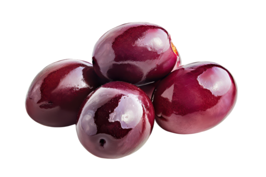 High Resolution Image of Red Olives Isolated on a White Background for Culinary and Health-Related Uses