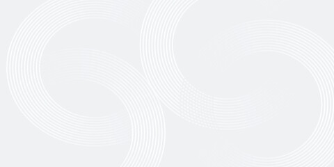 Abstract white glowing geometric lines on gray background. Modern shiny blue circle lines pattern. Futuristic technology concept. Suit for cover, poster, banner, brochure, header, website vector