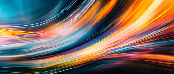 An entrancing display of swirling, colorful lights creates a sense of vibrant energy and fluid motion, filling the scene with captivating hues.