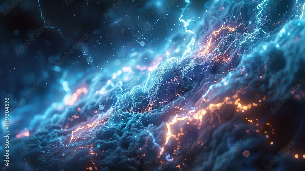 Wall mural this photo depicts a striking abstract image of a digital technology background illuminated by multi