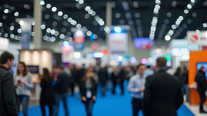 Blurred crowd at business expo event
