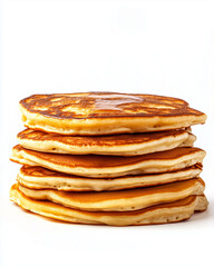 Stack of golden pancakes with syrup
