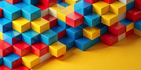 Obraz premium Abstract Colorful Cube Structure, Geometric Design, 3D Render