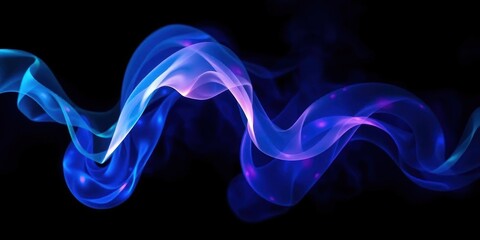 Obraz premium Smoke veils swirling and rotating under colorful lights on a dark background, vibrant, glowing, flowing