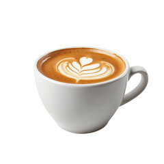 Beautiful latte art in a white coffee cup