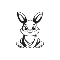 coloring page rabbit with carrot, illustrator vector Black and white Background 